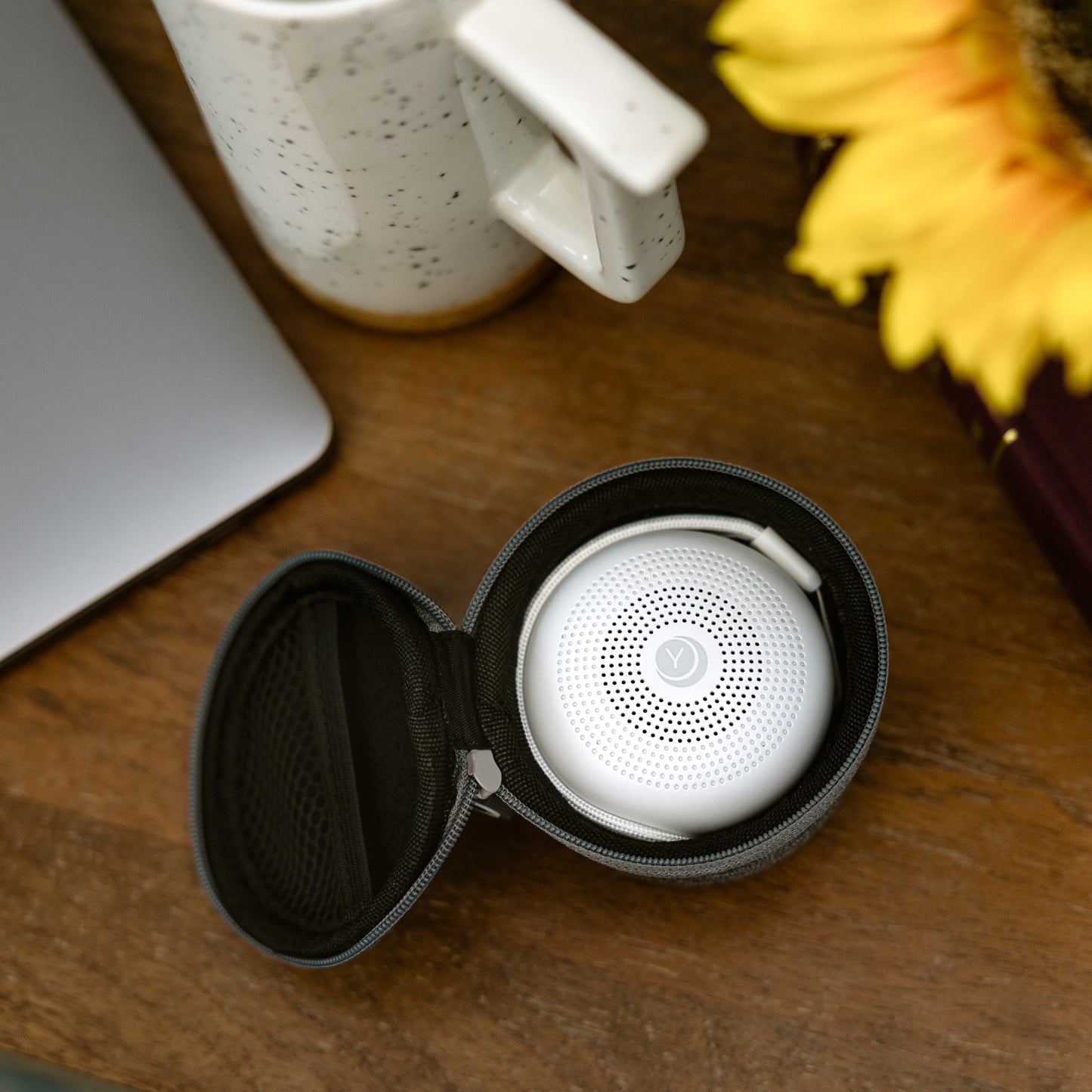 Travel Mini Sound Machine with Night Light, White, and Travel Case